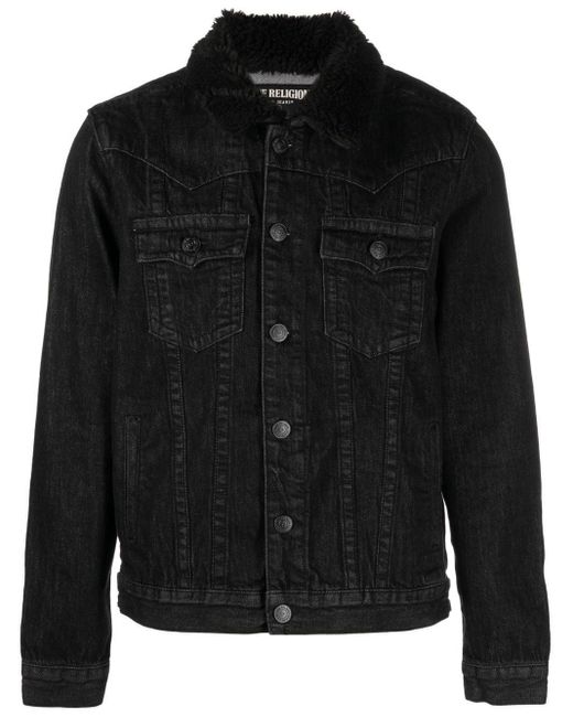 True Religion Jimmy Sherpa Denim Jacket in Black for Men | Lyst