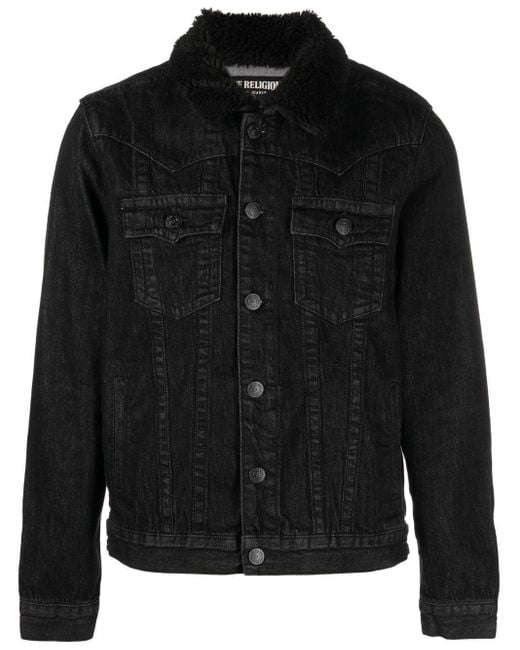 True Religion Jimmy Sherpa Denim Jacket in Black for Men Lyst