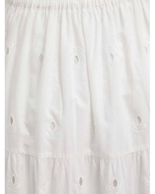 Desigual White Eyelet-Embroidered Tiered Midi Skirt