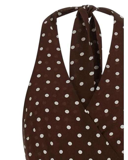 P.A.R.O.S.H. Brown Polka-Dot Tie Top