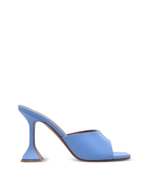 AMINA MUADDI Blue Lupita Leather Heeled Sandals