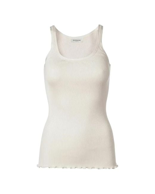 Rosemunde White Belle Ribbed Silk Top