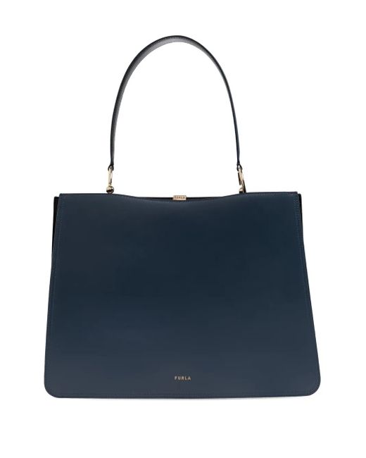 Furla Blue Large Agata Top-Handle Tote Bag