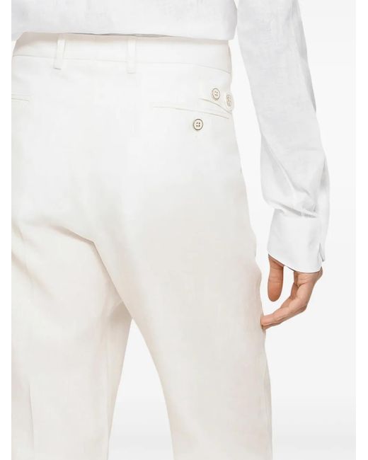 Dolce & Gabbana White Linen Tailored Trousers for men