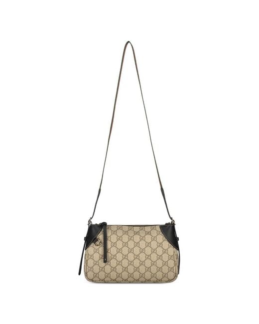 Gucci Metallic Gg Supreme Leather-Trim Shoulder Bag