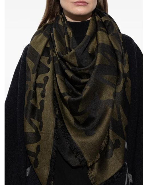 Sciarpa Edro Con Logo Jacquard di Max Mara in Black
