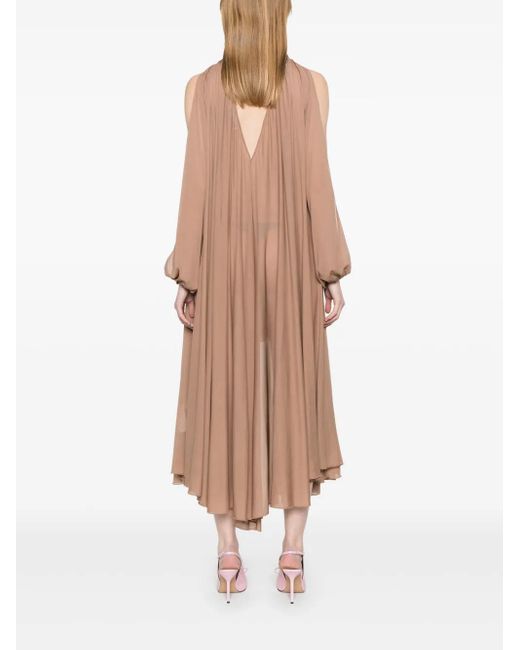 Blumarine Natural Asymmetric Georgette Mini Dress