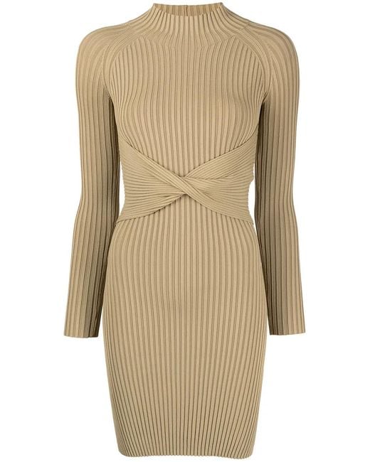 Dion Lee Natural Twist-Detail Ribbed-Knit Minidress