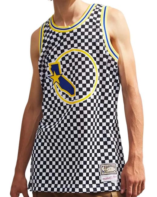 Mitchell & Ness Blue "Nba Golden State Warriors" Checked Swingman Jersey for men