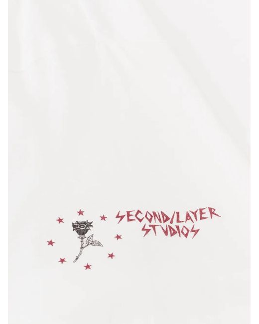 Second/Layer White Slogan-Print Short-Sleeve T-Shirt for men