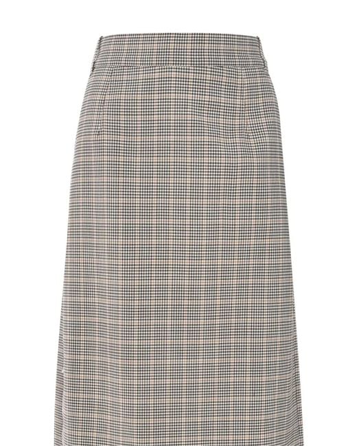 Rabanne Gray Checked Cotton Midi Skirt