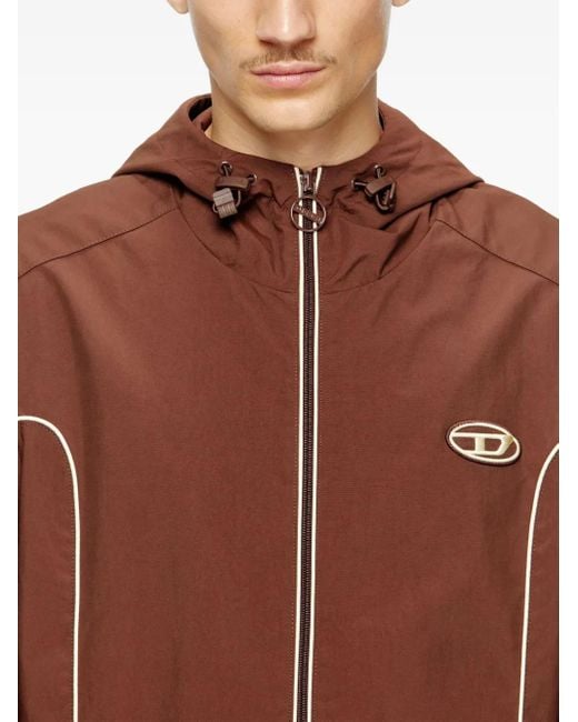 DIESEL Brown J-Hives Piped Hooded Jacket for men
