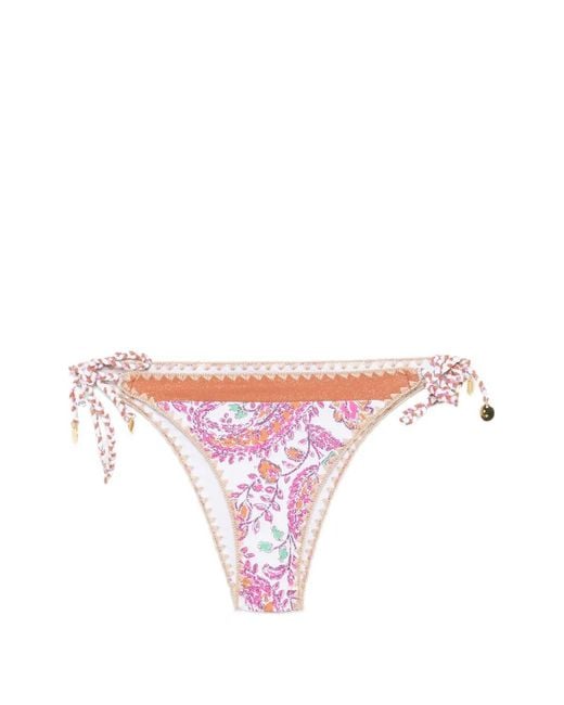 Banana Moon Pink Paisley-Print Side-Tie Bikini Bottoms