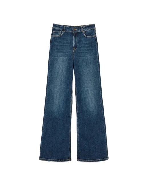 Twinset Blue Five-Pocket Wide-Leg Jeans