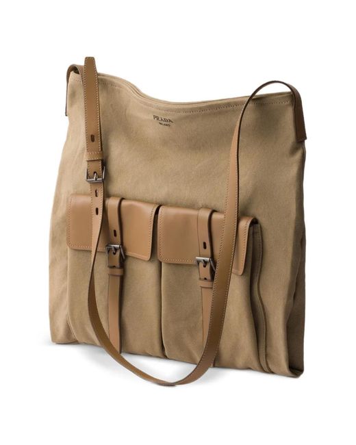 Prada Brown Route Buckle-Detail Tote Bag for men