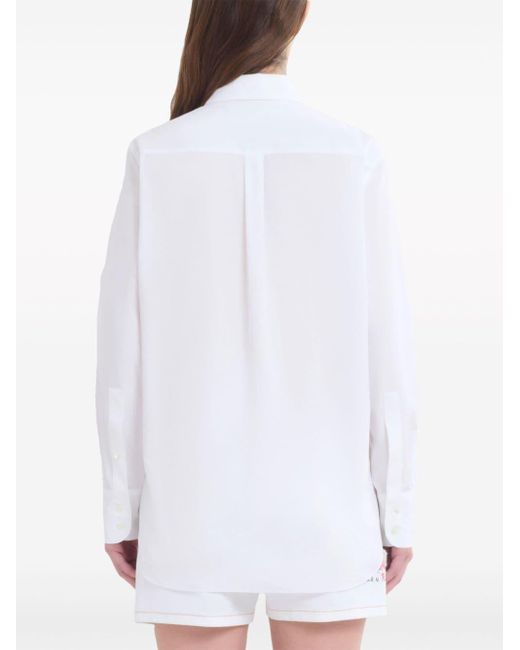 Camisa con aplique floral Marni de color White