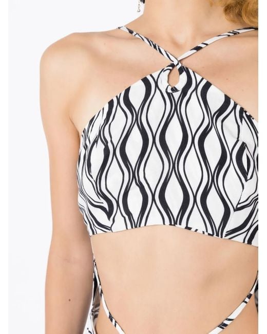 Amir Slama White Cut-Out Wave-Print Maxi Dress