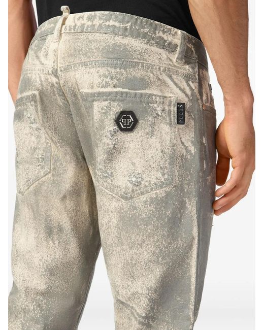Philipp Plein Natural Metallic-Splatter Jeans for men