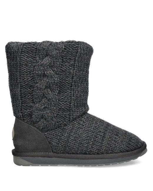 EMU Black Cable-Knit Lined Boots