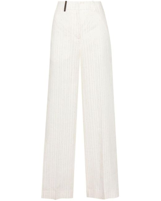 Peserico White Straight-leg Tailored Trousers
