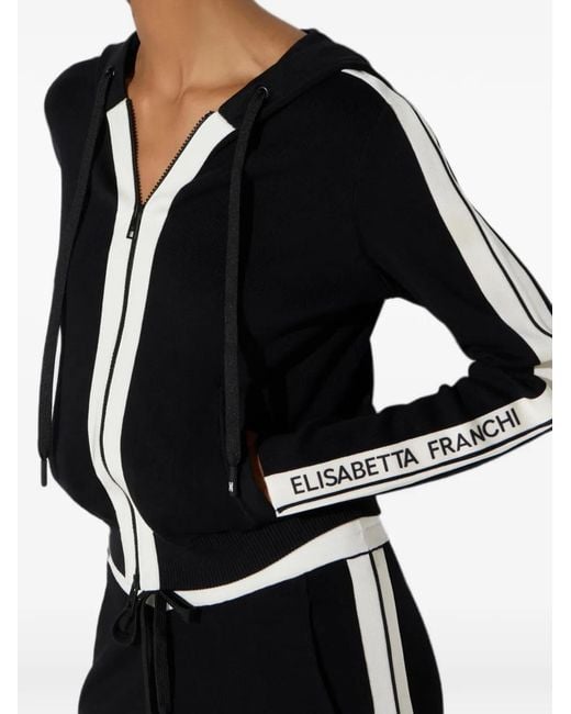 Elisabetta Franchi Blue Two-Colour Knit Sweatshirt With Logo
