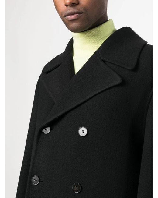Jil Sander Black Double-Breasted Long Coat for men