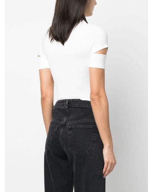 Helmut Lang Geribbelde Top in het White