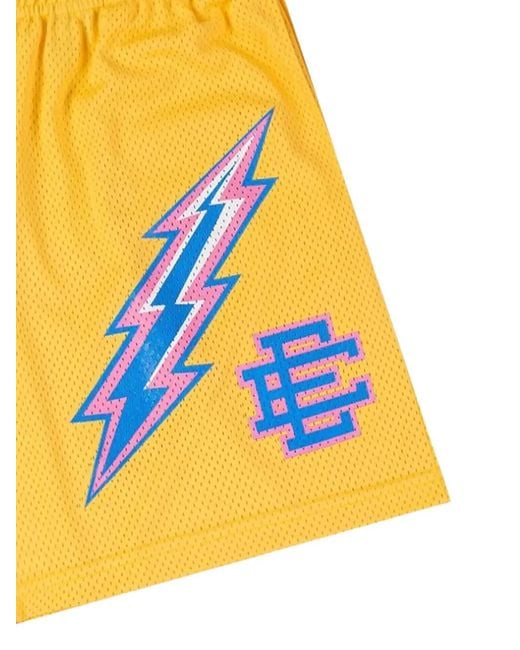 Eric Emanuel Yellow Ee Basic Bolt-Print Shorts for men