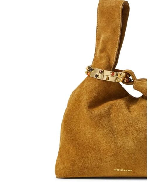 Veronica Beard Metallic Swing Suede Clutch Bag