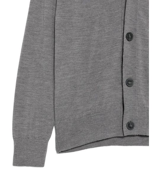 Alpha Studio Gray Button-Up V-Neck Cardigan for men