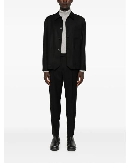 Barena Black Button-Fastening Patch-Pocket Shirt Jacket for men
