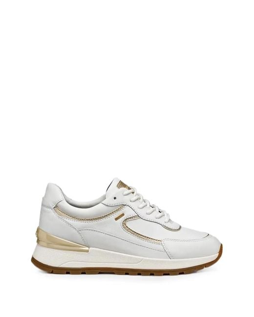 Geox White Desya Abx Metallic-Trim Lace-Up Sneakers