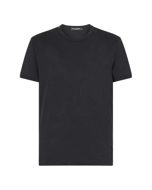Dolce & Gabbana Black Cotton T-Shirt With Logo for men