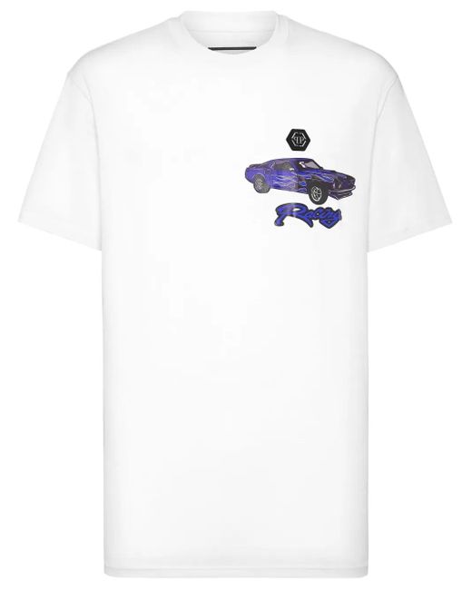 Philipp Plein White Cars Racing T-Shirt for men
