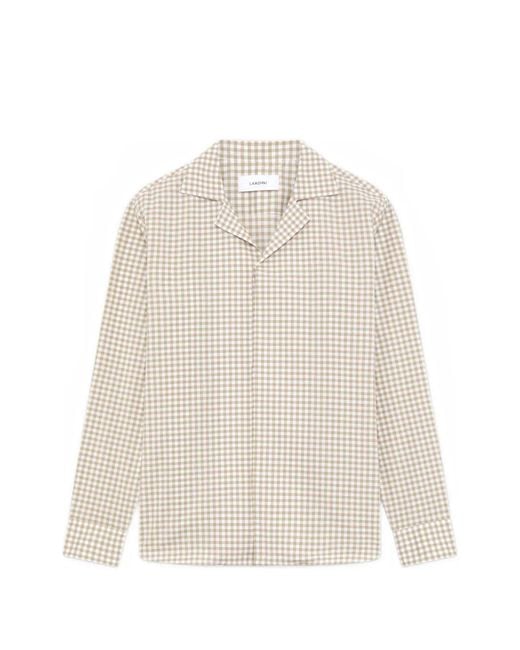 Lardini White Check-Pattern Cotton Shirt for men