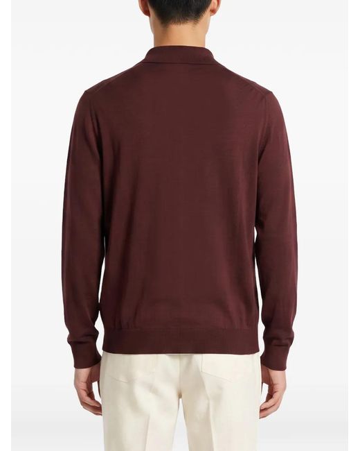 Kiton Red Long-Sleeve Polo Shirt for men