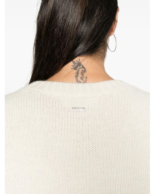 DSquared² White Ribbed Crew-Neck Jumper