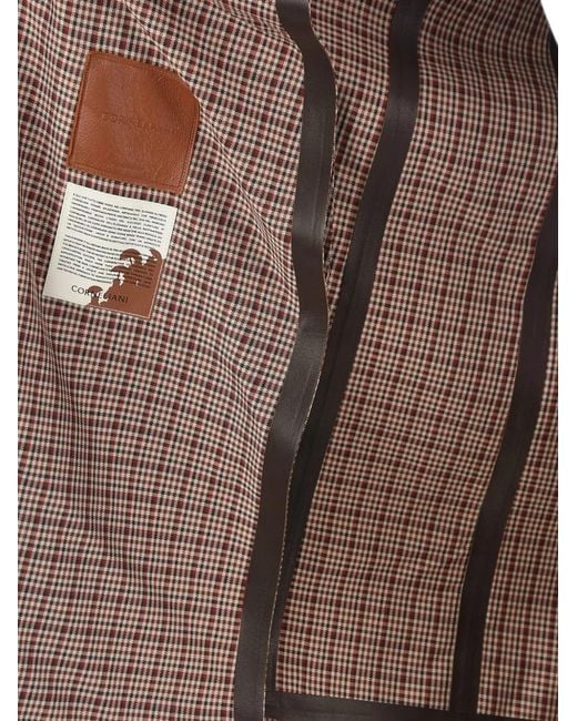 Corneliani Brown Checked-Pattern Single-Breasted Coat for men
