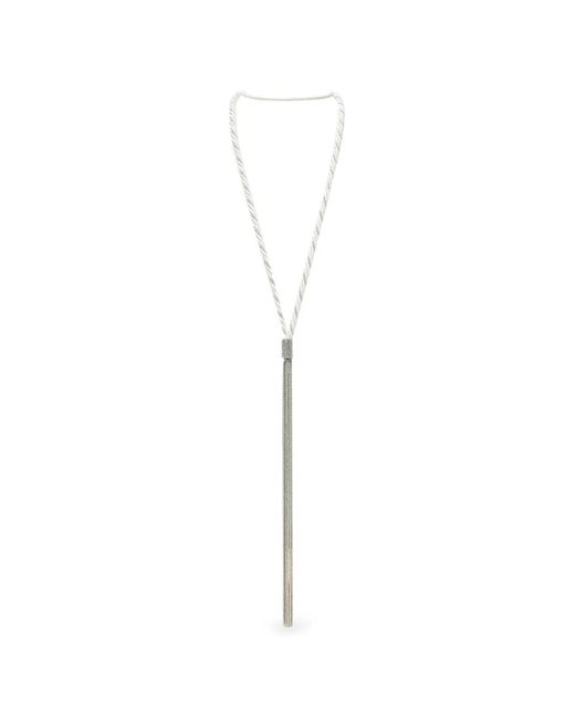Peserico White Punto Luce Chain Tassel Necklace