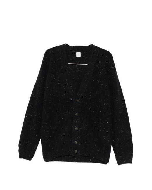 Eleventy Black Flecked V-Neck Cardigan for men