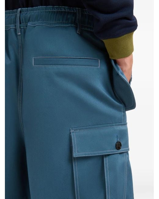 Marni Blue Water-Repellent Gabardine Workwear Pants for men