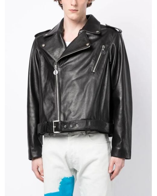 Honey Fucking Dijon Black Slogan-Print Leather Biker Jacket