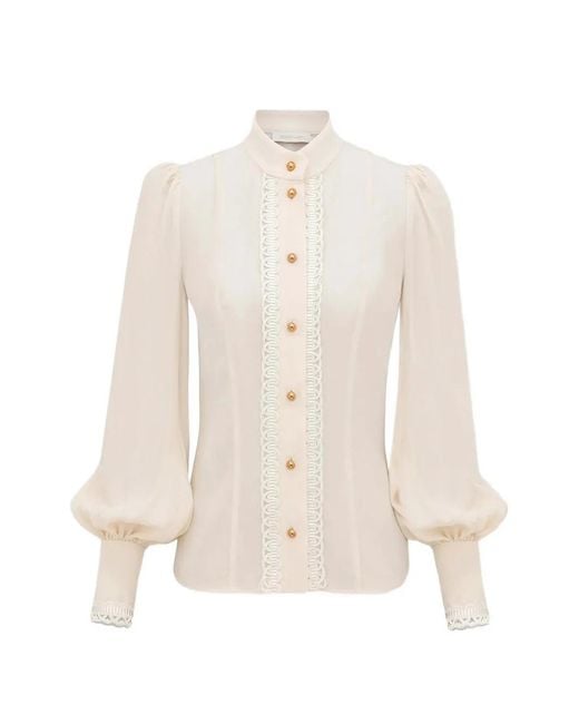 Zimmermann White Button-Fastening Trim-Detail Blouse