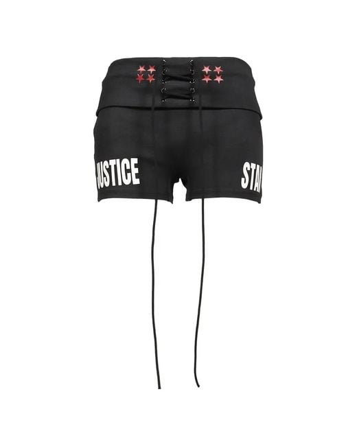 Anomalies Department Black Lace-Up Logo-Print Shorts
