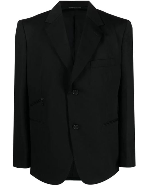 Yohji Yamamoto Black Single-Breasted Wool Blazer for men
