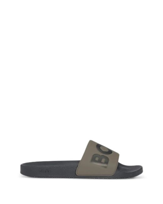 Boss Green Italian-Made Slides With Large Logo Detail for men