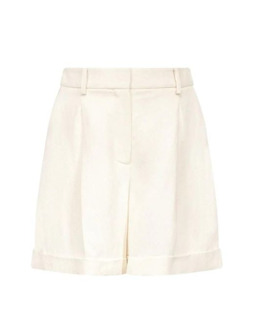 Twp White Pleated Turn-Up Shorts