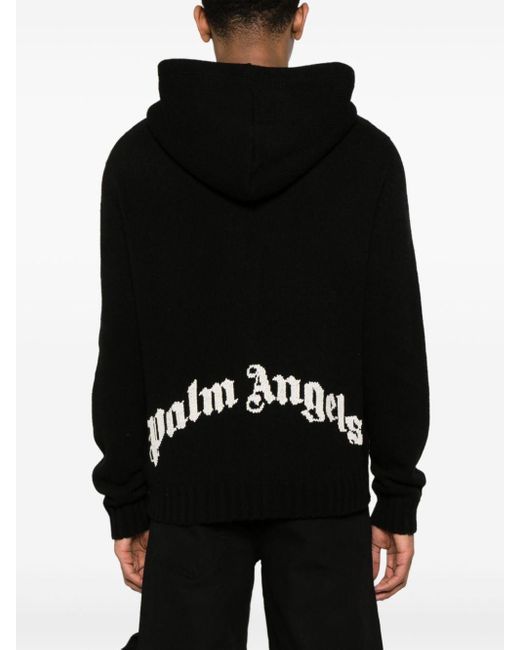 Palm Angels Reißverschluss-Hoodie mit Logo-Intarsie in Black für Herren