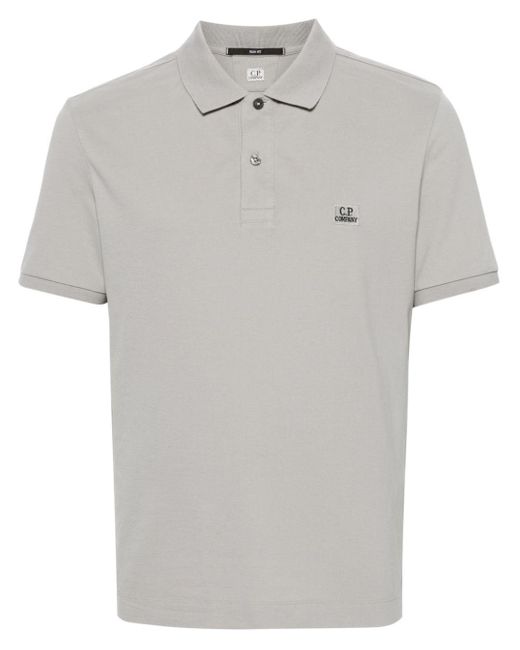 C P Company Gray Logo-embroidered Cotton Polo Shirt for men