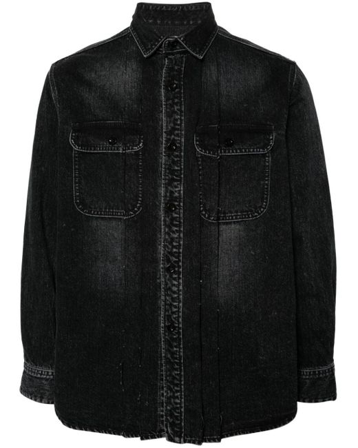Classic-collar denim shirt di Sacai in Black da Uomo